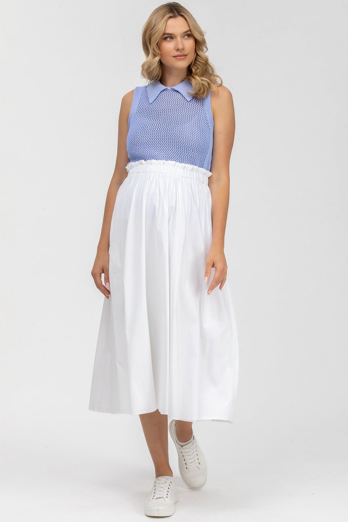 OLIVIA | Gonna Premaman Midi Bianca in Cotone - Pietro Brunelli