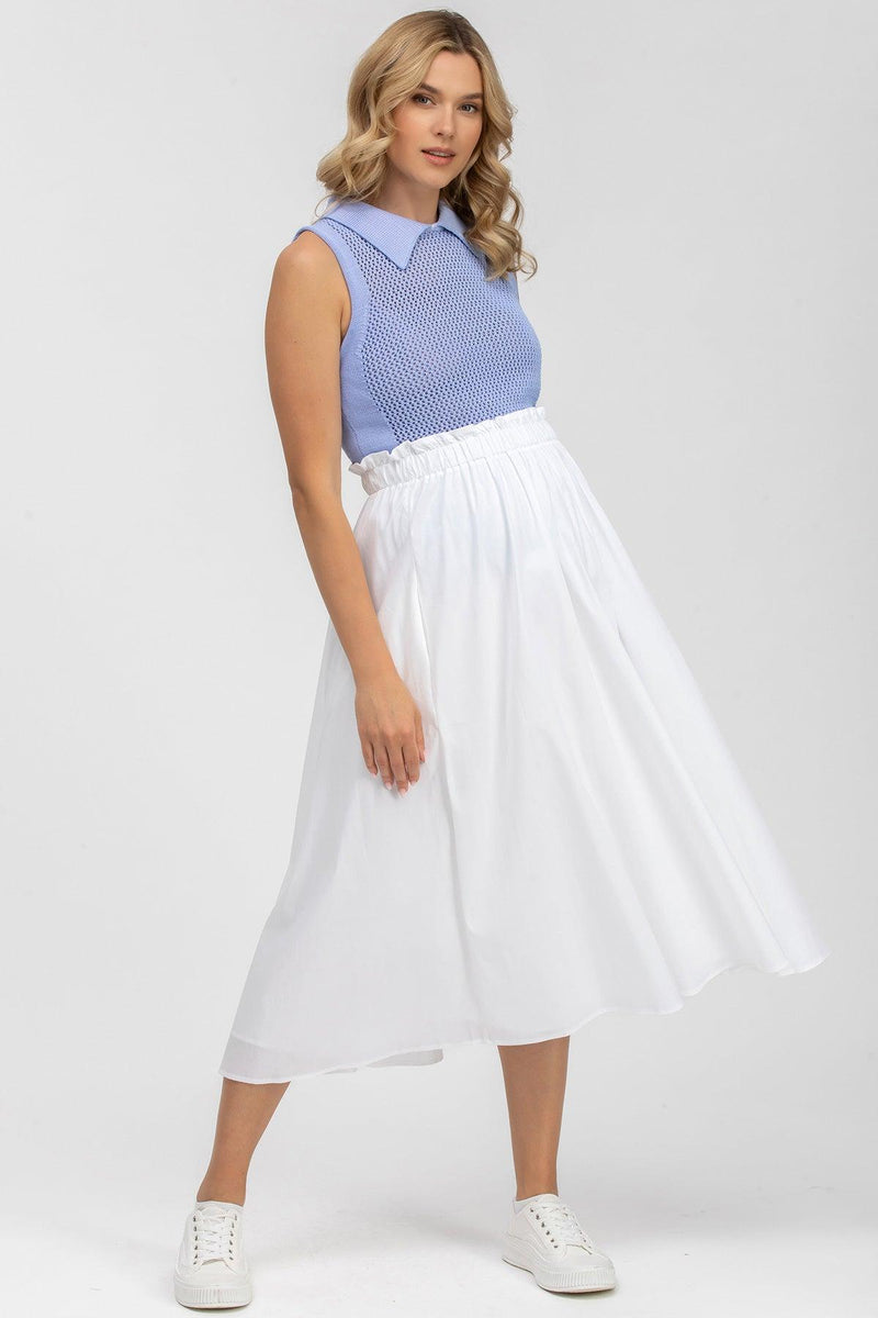 OLIVIA | White Cotton Maternity Midi Skirt