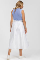 OLIVIA | White Cotton Maternity Midi Skirt