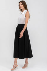 OLIVIA | Black Cotton Midi Skirt