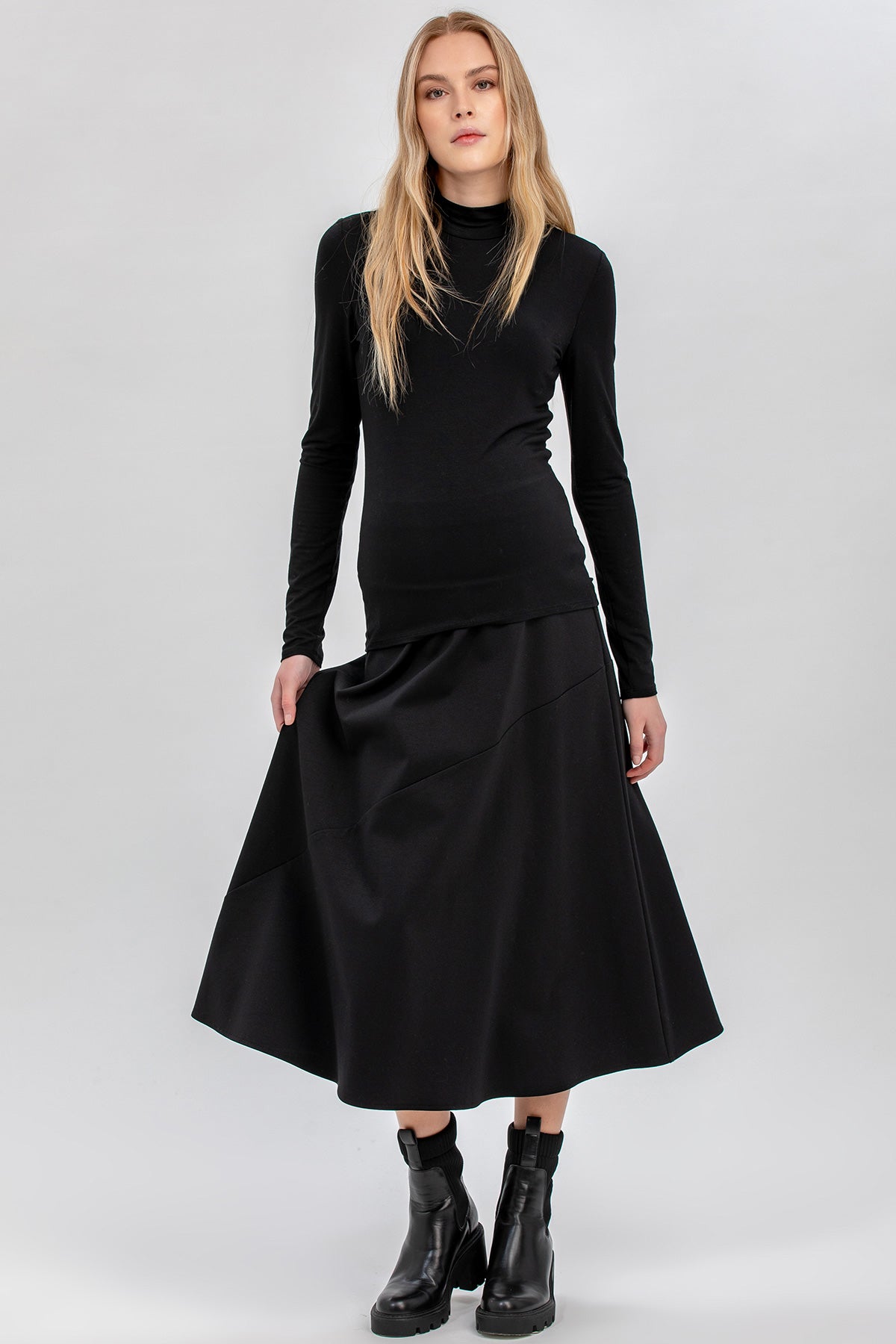FIAMMETTA | Gonna Midi Premaman in Punto Milano in tessuto non-trasparente, Tznius Maternity Skirt, Modest maternity skirt