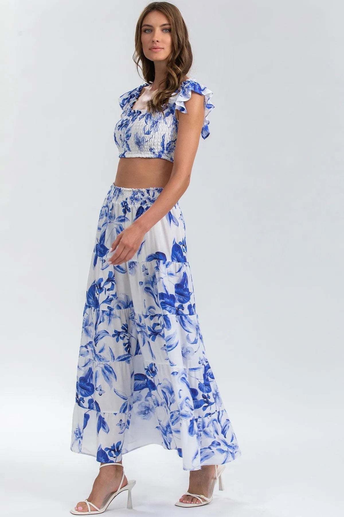 MARISOL Q168 | Maxi Gonna a Balze Stampata - Pietro Brunelli