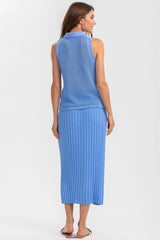 LINDA | Top Smanicato Blu con Colletto - Pietro Brunelli