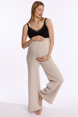 HILLS | Pantaloni Premaman Beige in Lana e Cachemire