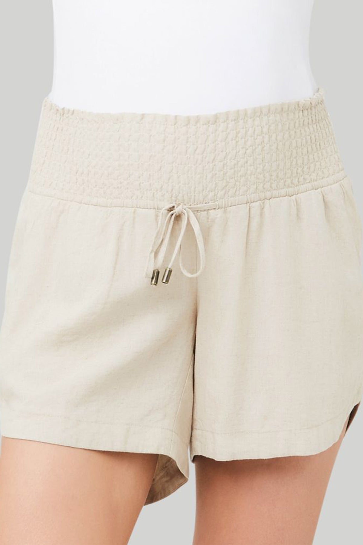 INDI | Beige Maternity Linen Shorts