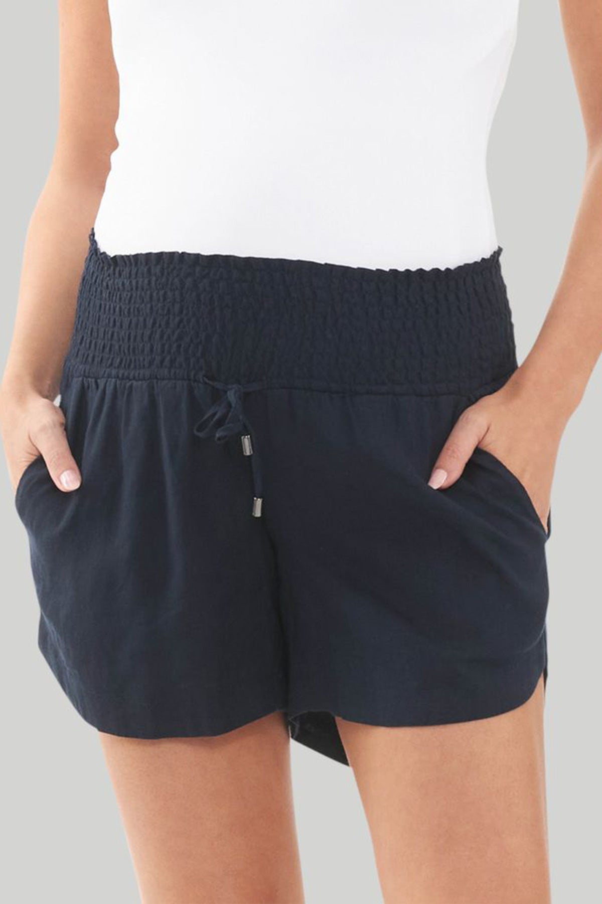 INDI | Navy Maternity Linen Shorts
