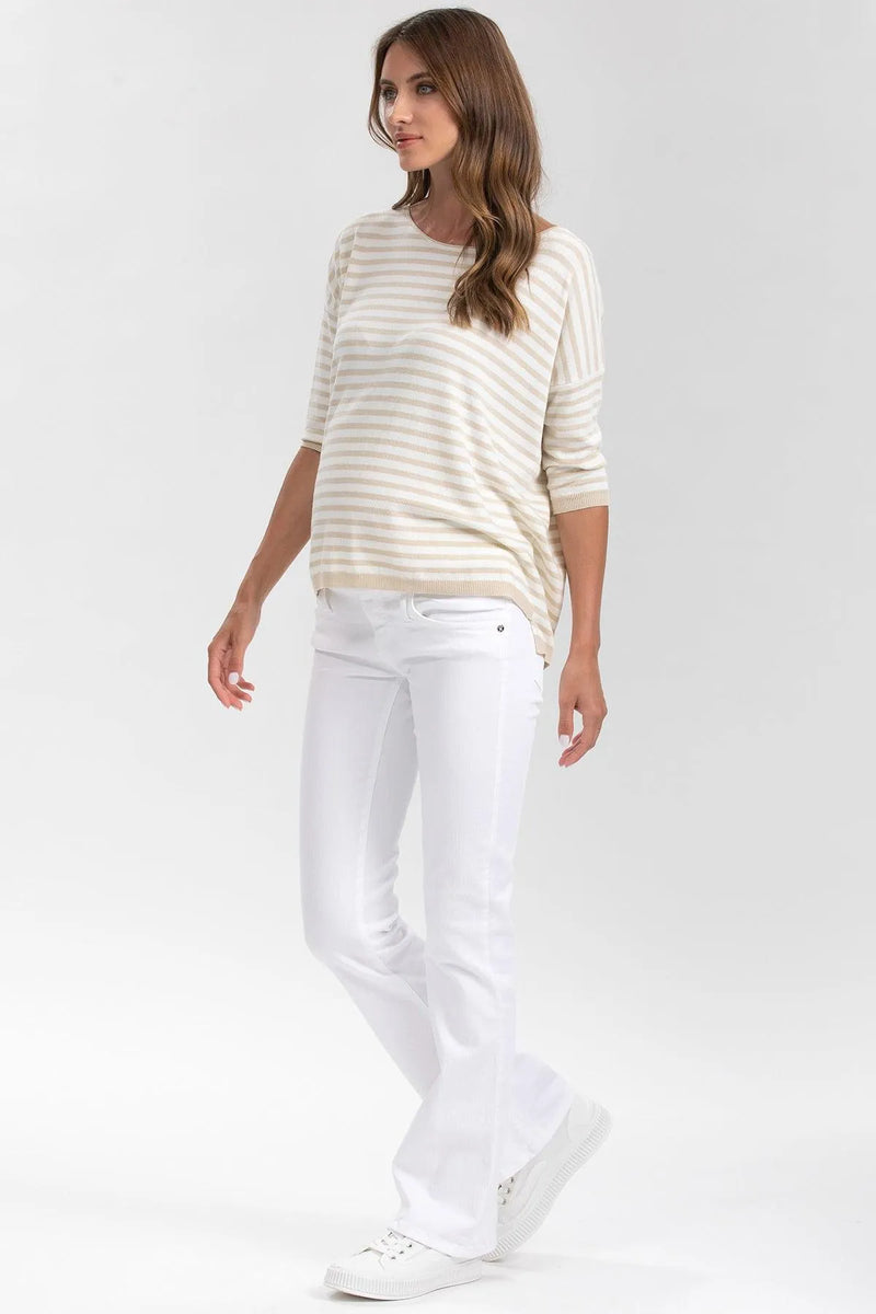 GRADUATED FLARE | White Flared Maternity Jeans