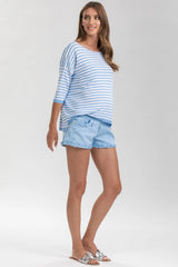 BONNIE MINI SHORTS AZZURO | Pantaloncini Premaman in Cotone - Pietro Brunelli