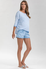 BONNIE MINI SHORTS AZZURO | Pantaloncini Premaman in Cotone