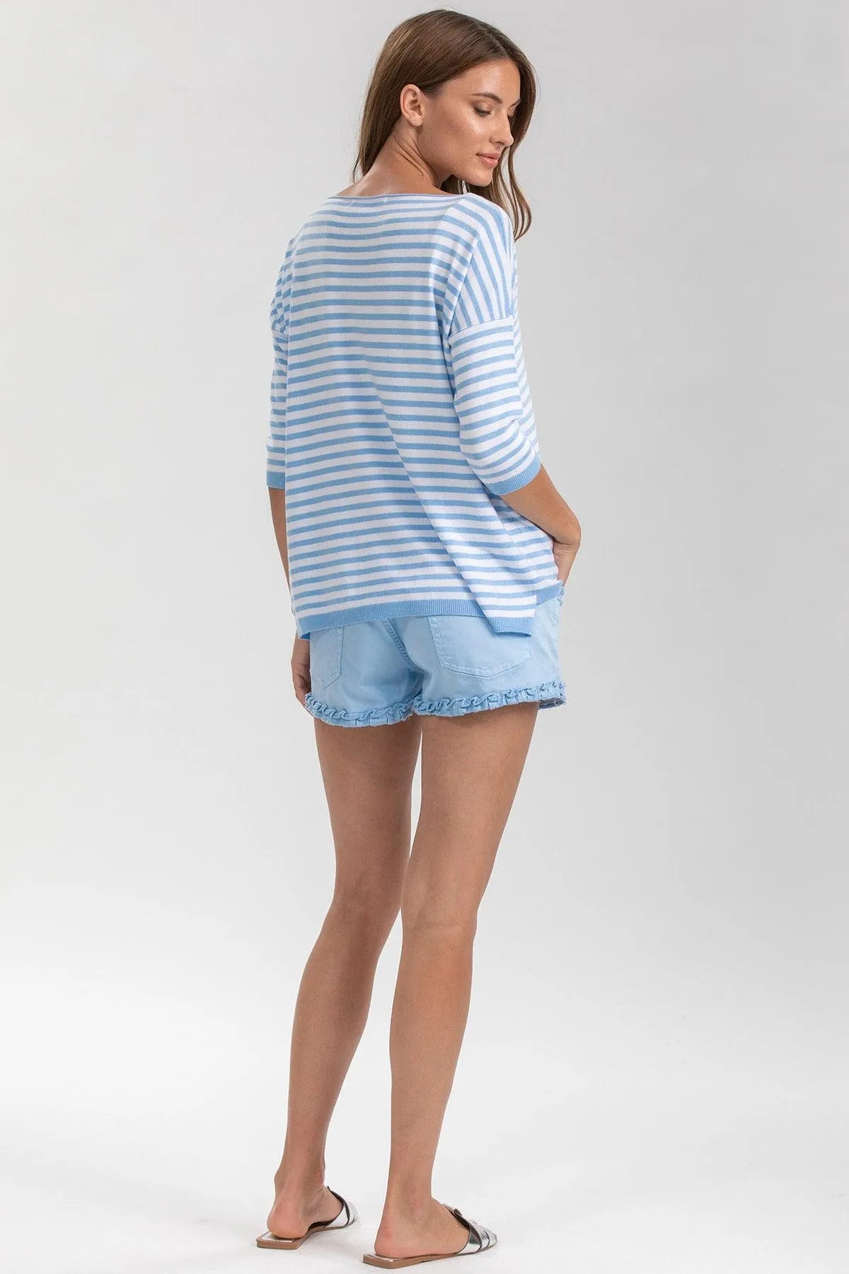 BONNIE MINI SHORTS AZZURO | Pantaloncini Premaman in Cotone - Pietro Brunelli