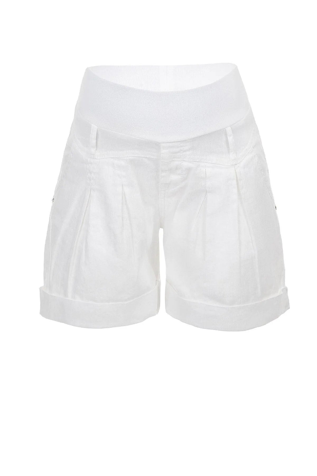 MINI SHORT IN LINO | Pantaloncini Premaman Bianchi - Pietro Brunelli