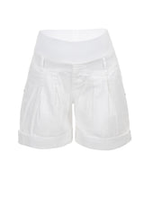 MINI LINEN SHORTS | White Maternity Shorts