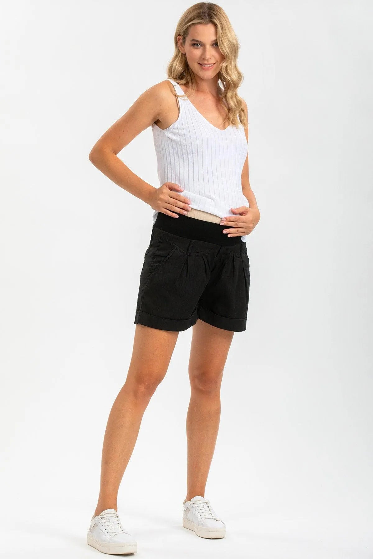 Maacie Pantaloncini Premaman Sportivi A Vita Alta Con Tasche - Asciugatura Rapida E Traspiranti