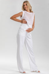 DAD JEANS | Wide-Leg Maternity Jeans in White Denim
