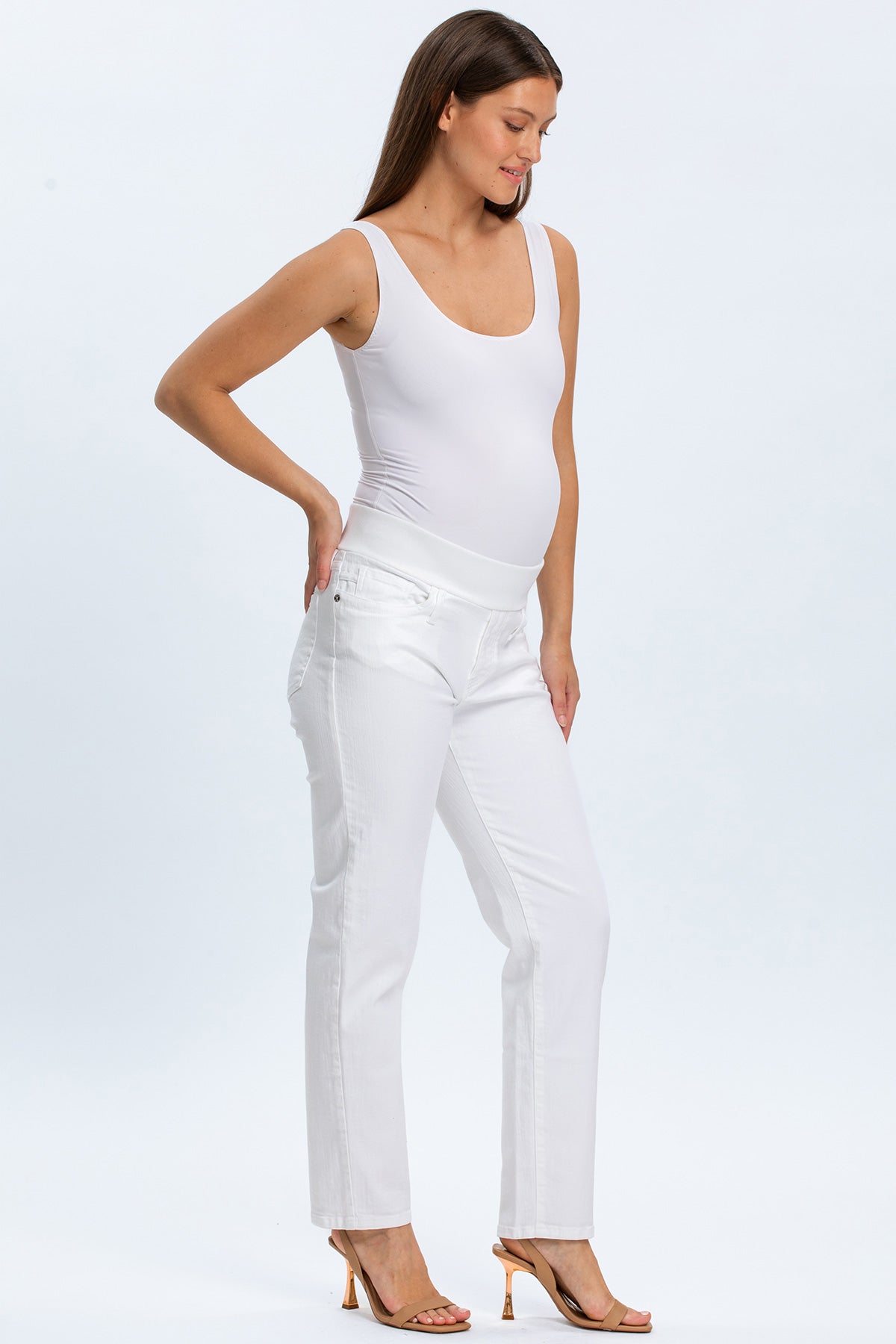 TAPERED JEANS | Maternity Jeans in White