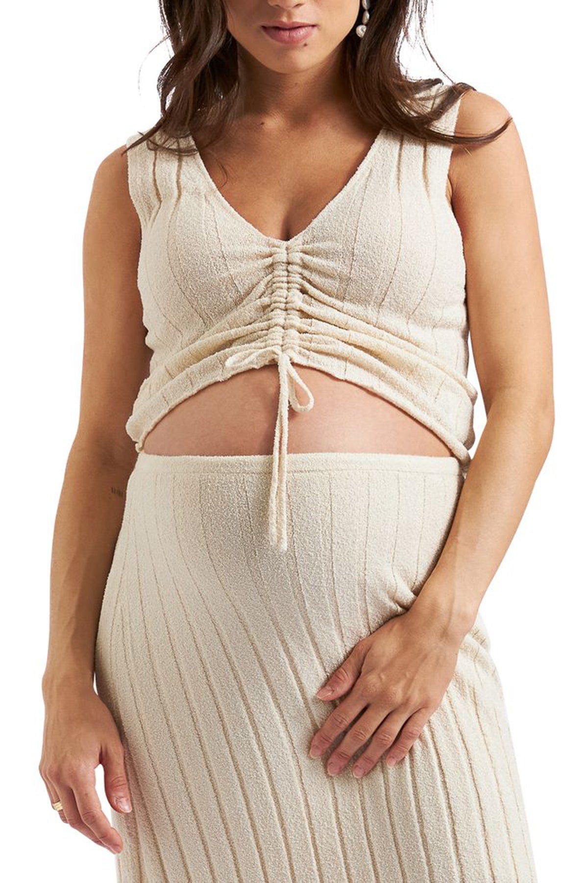 MISHA | Sleeveless Beige Maternity Top