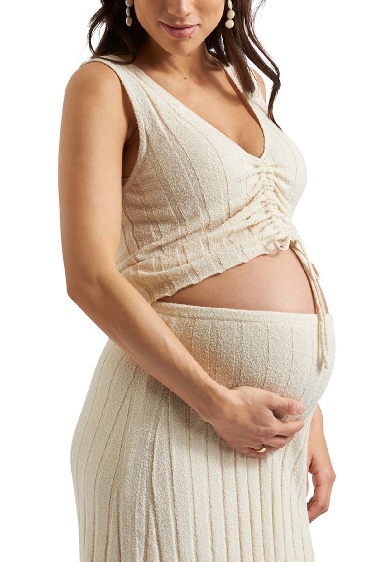 MISHA | Top Premaman Beige Senza Maniche