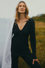 LOUNA | Maglietta Premaman e Allattamento Nera in Morbido Bambù