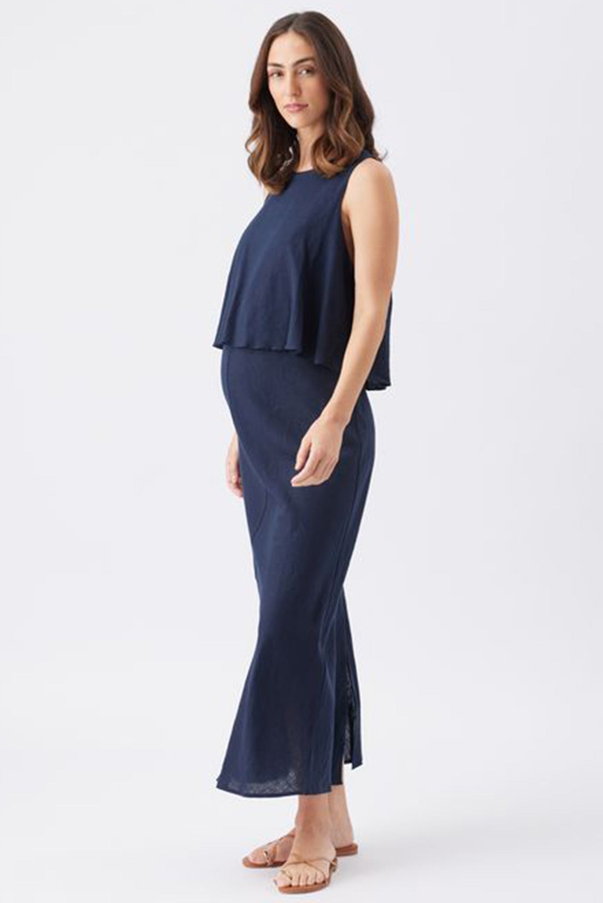 LENA | Navy Blue Maternity and Nursing Dress