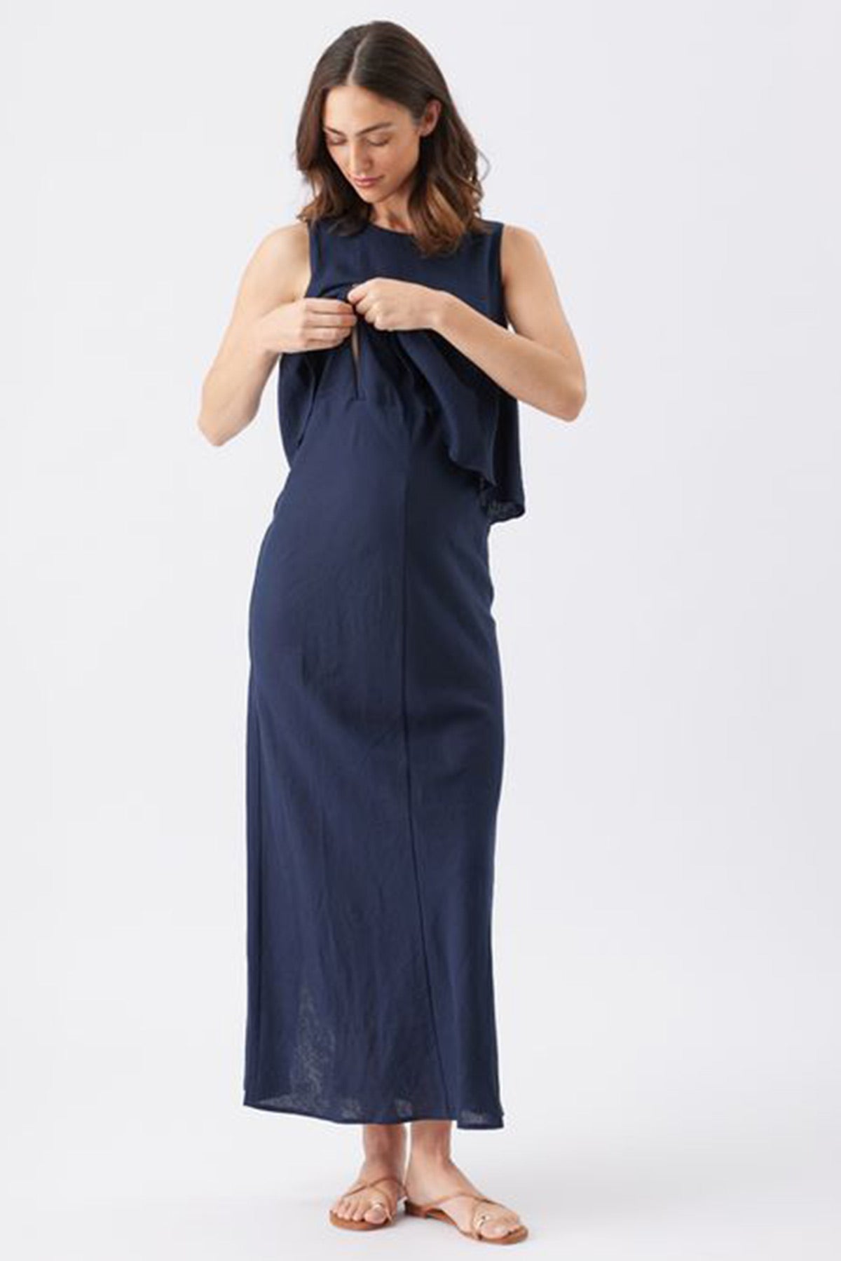 LENA | Navy Blue Maternity and Nursing Dress