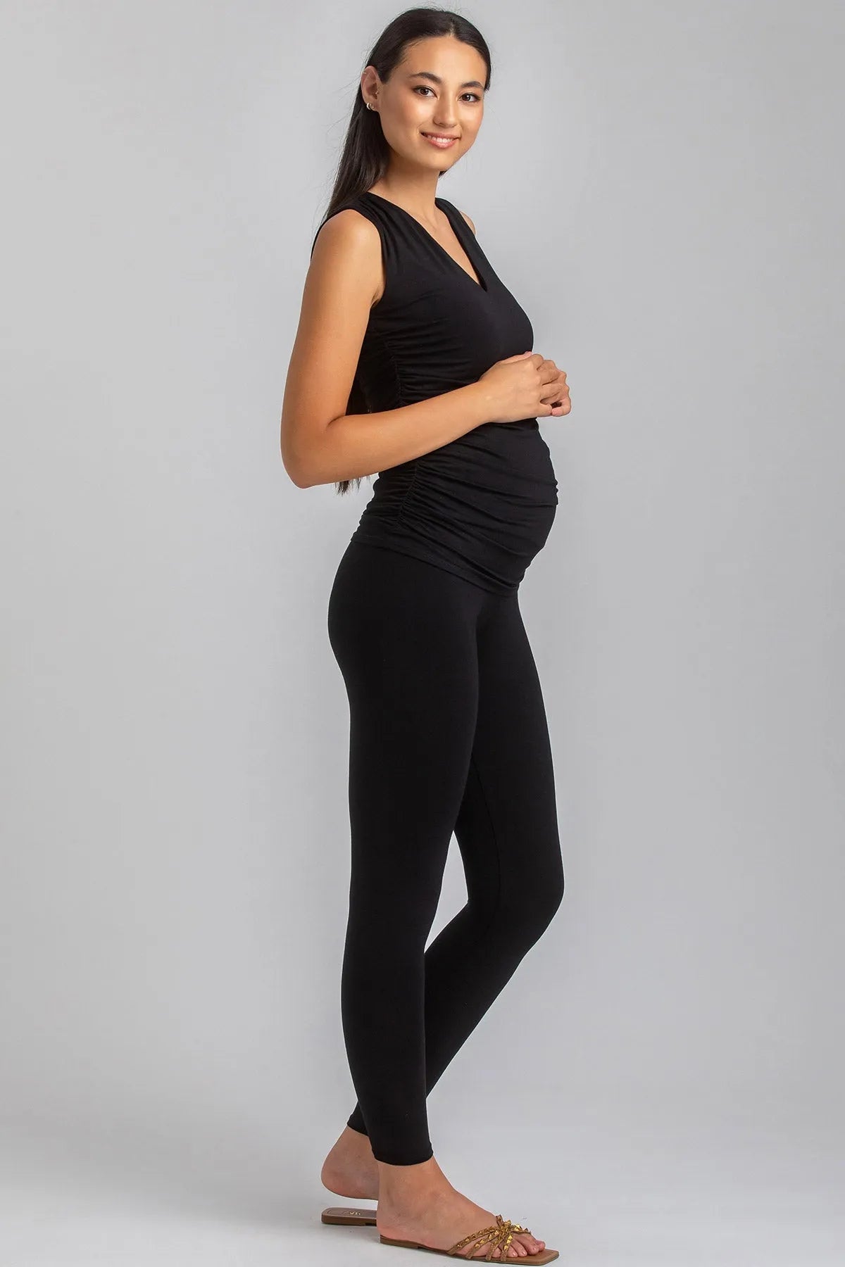 DOLCE | Black Sleeveless Maternity Top in Soft Bamboo Jersey
