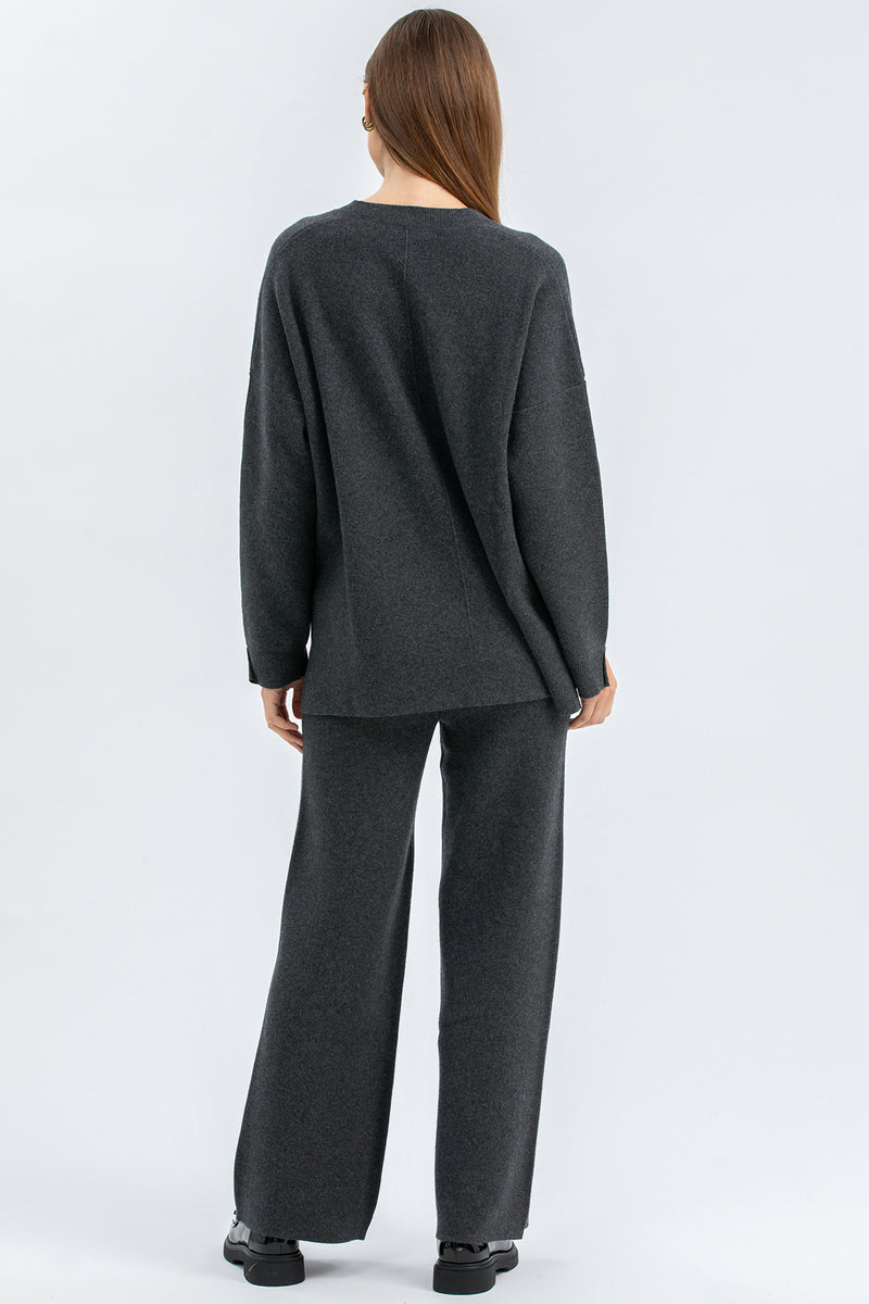 COURMAYEUR | Grey V-Neck Sweater in Wool and Cashmere