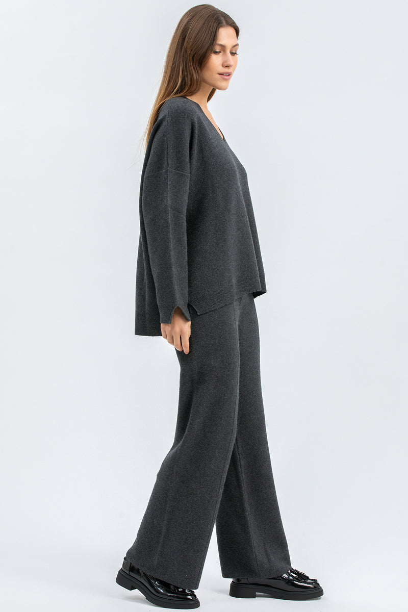 COURMAYEUR | Grey V-Neck Sweater in Wool and Cashmere