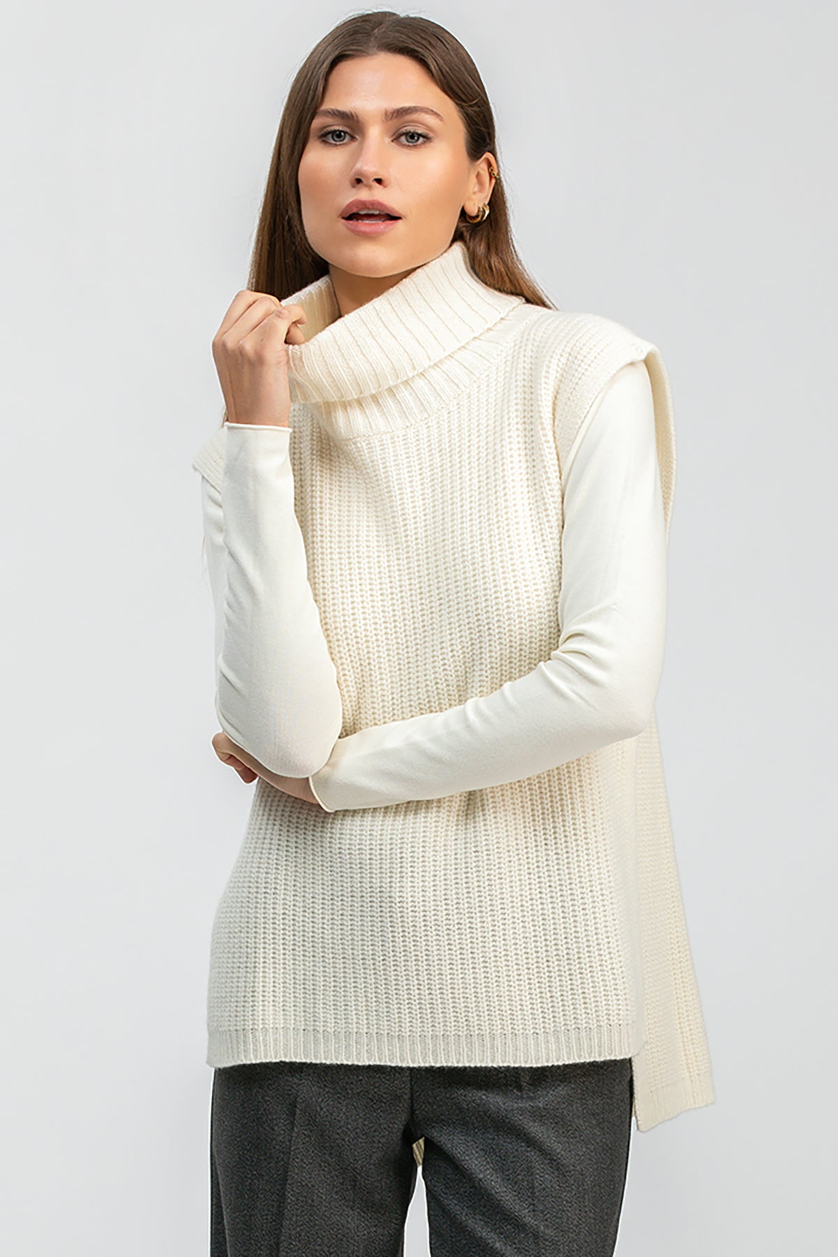 SANTA CATERINA | Gilet Bianco in Lana e Cachemire