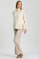 SANTA CATERINA| White Maternity Vest in Wool and Cashmere