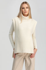 SANTA CATERINA | Gilet Premaman BIanco in Lana Merinos e Cachemire