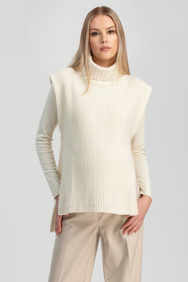 SANTA CATERINA | Gilet Premaman BIanco in Lana Merinos e Cachemire