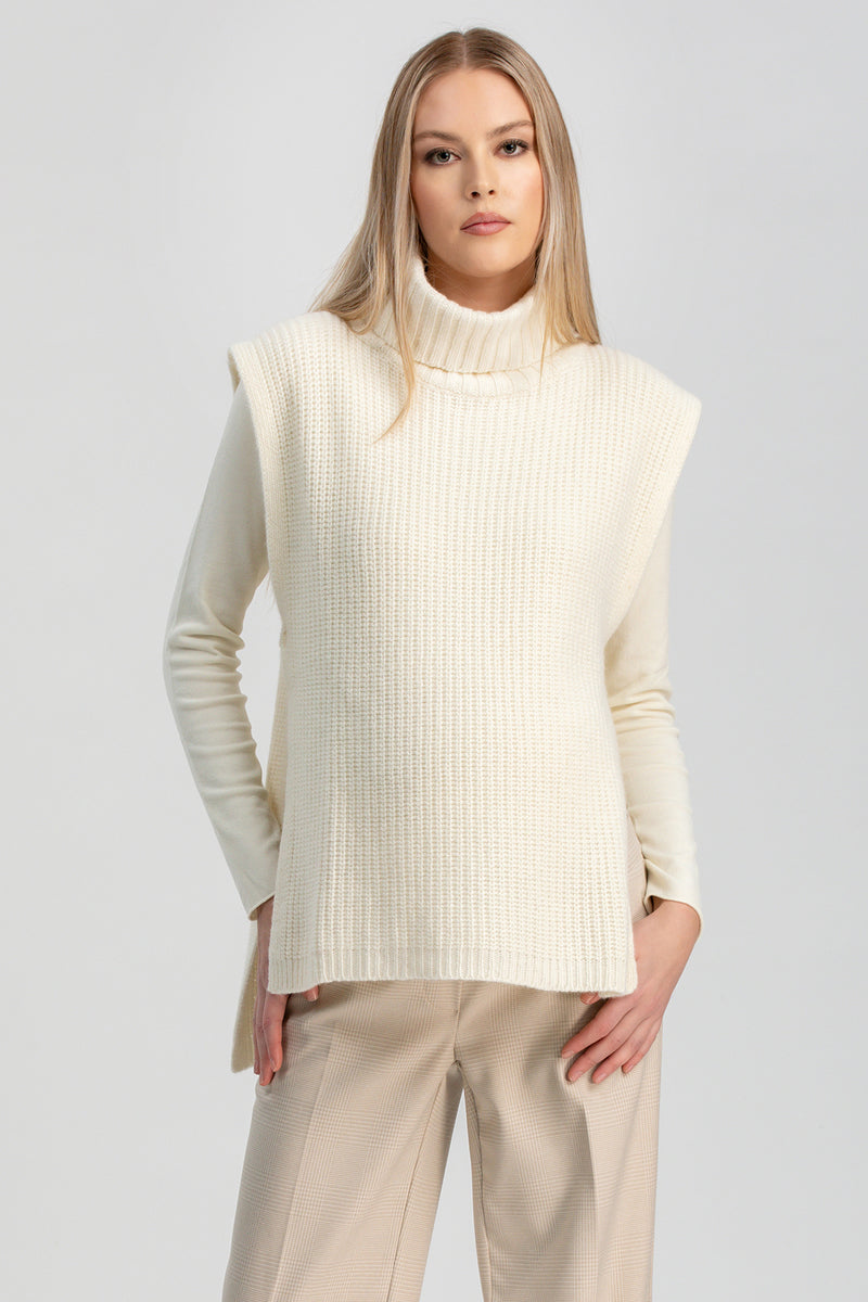 SANTA CATERINA | Gilet Premaman BIanco in Lana Merinos e Cachemire