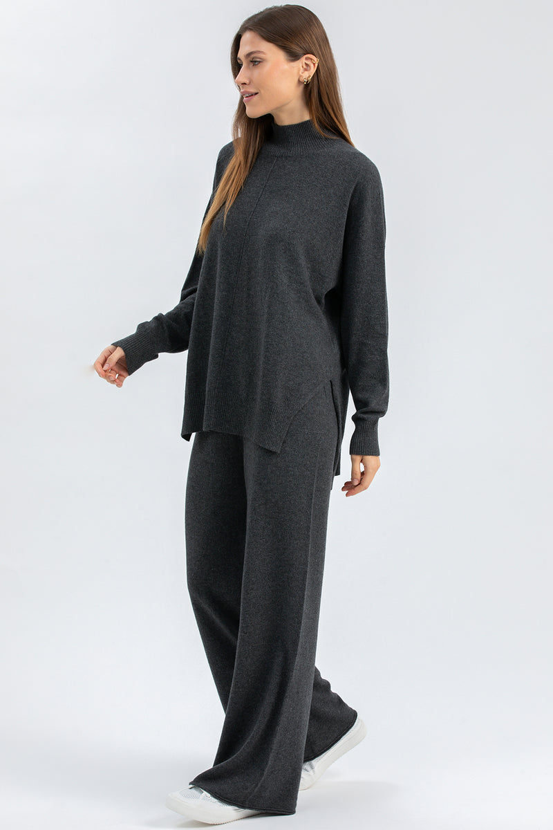 VAL GARDENA | Grey Turtleneck Sweater in Wool and Cashmere