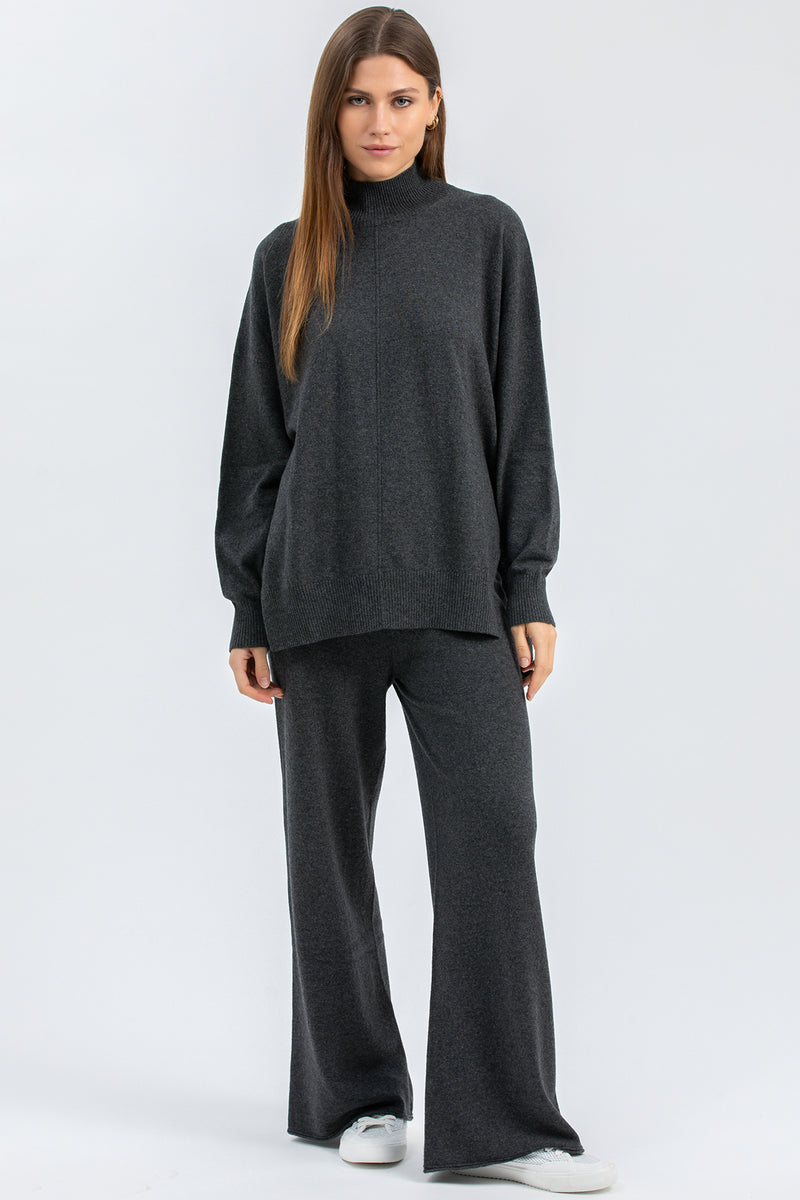 VAL GARDENA | Grey Turtleneck Sweater in Wool and Cashmere