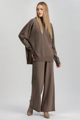 VAL GARDENA | Brown Turtleneck Sweater in Wool and Cashmere