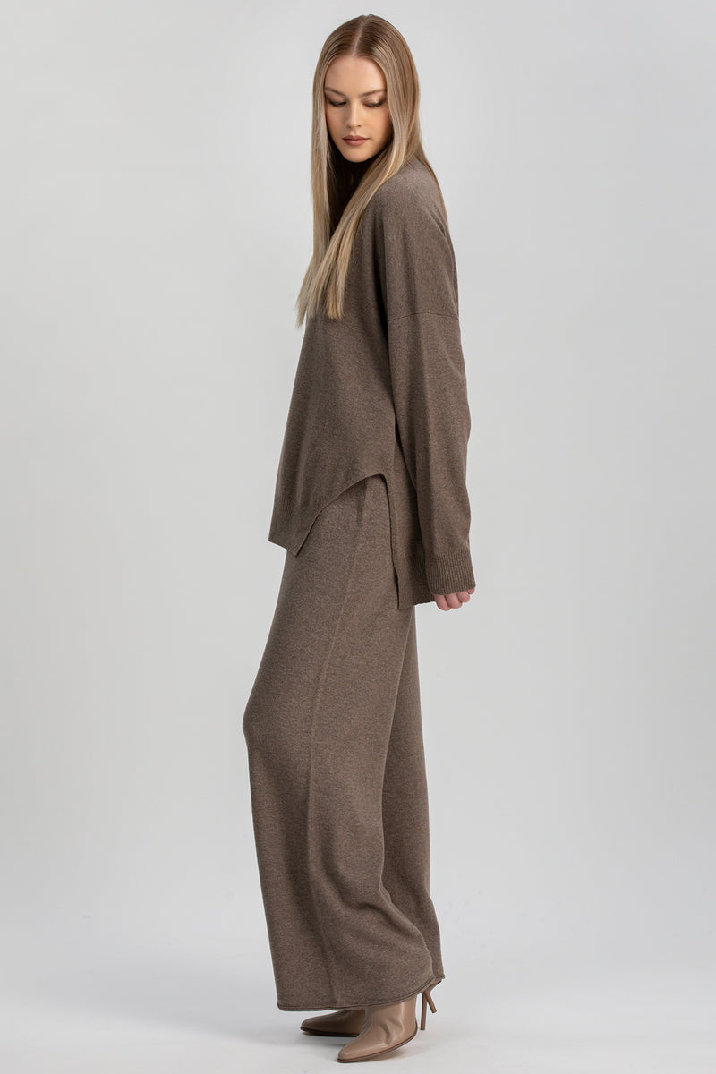 VAL GARDENA | Brown Turtleneck Sweater in Wool and Cashmere