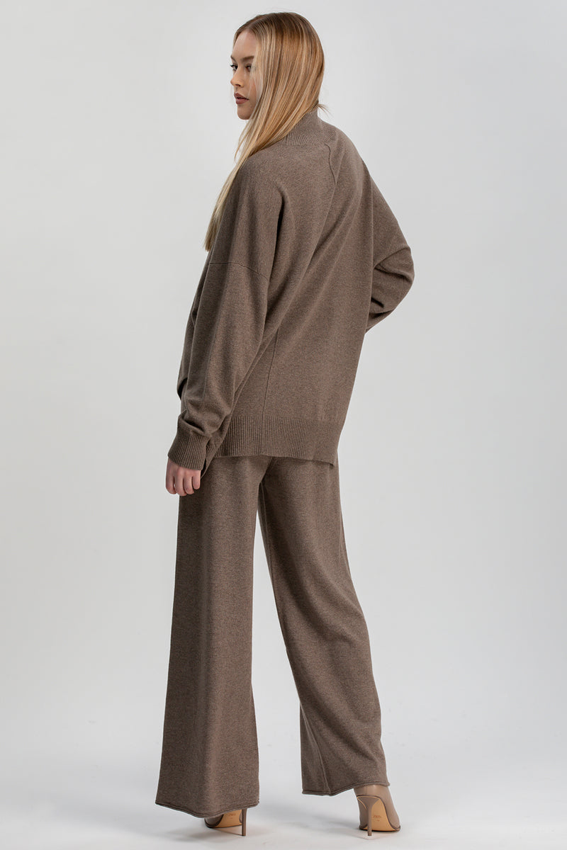 VAL GARDENA | Brown Turtleneck Sweater in Wool and Cashmere
