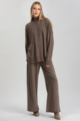 VAL GARDENA | Brown Turtleneck Sweater in Wool and Cashmere