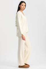 COURMAYER | White V-Neck Sweater in Wool and Cashmere
