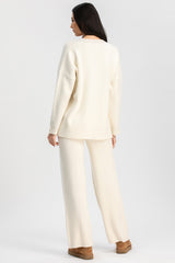 COURMAYER | White V-Neck Sweater in Wool and Cashmere