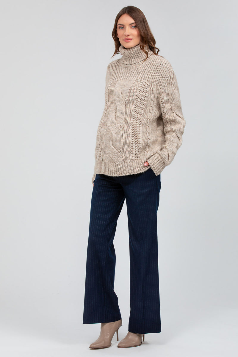 HIMALAYA | Maglione Premaman Beige Con Trecce