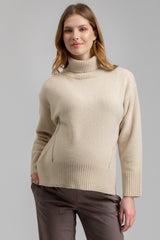 CHAMPOLUC | Maglione Premaman Beige in Lana Merinos e Cachemire