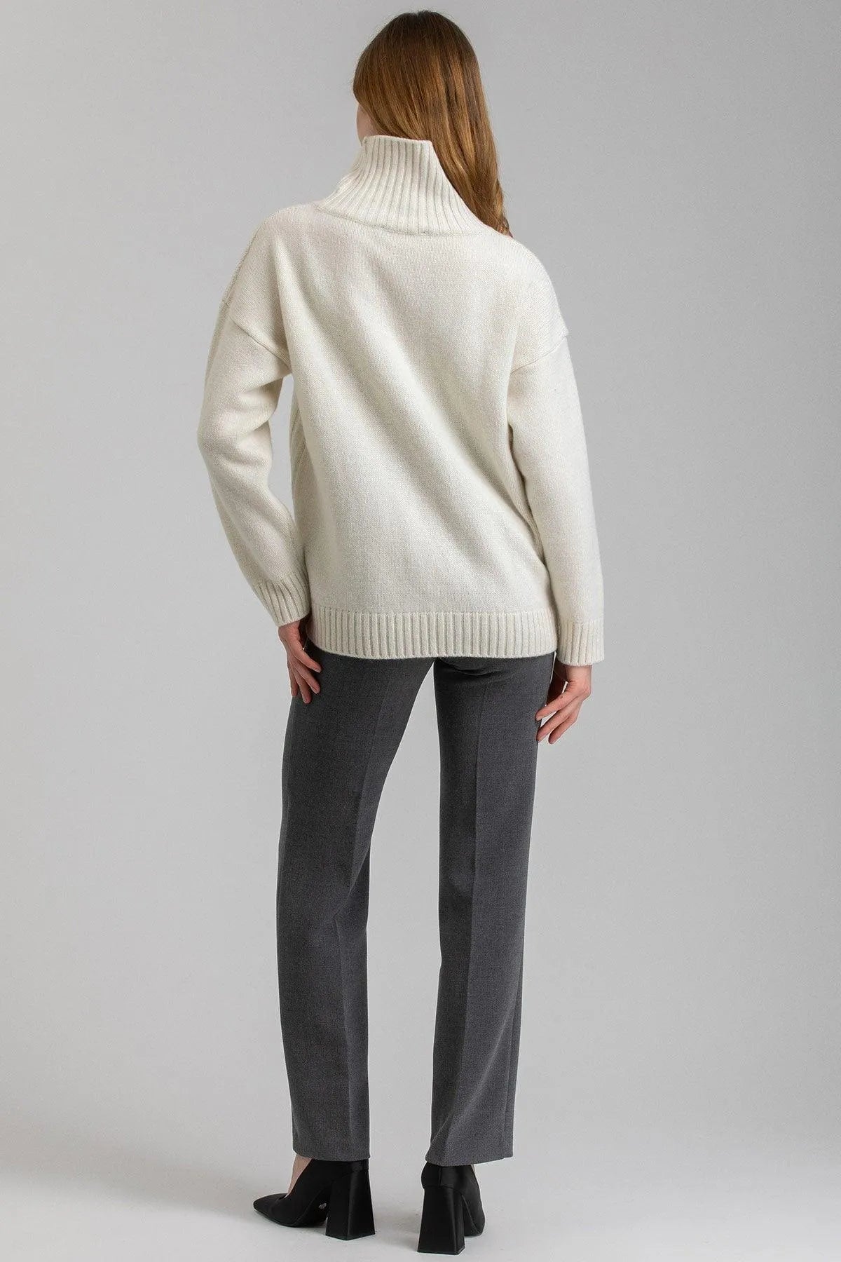 BORMIO | Maglione Premaman Bianco Con Trecce in Pura Lana Merinos e Cashmere - Pietro Brunelli