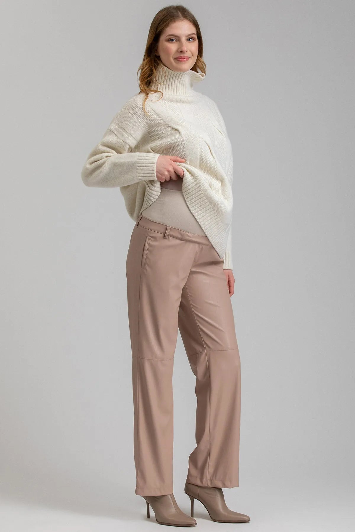 ROMEO | Pantaloni Premaman in Pelle Vegana Rosa - Pietro Brunelli