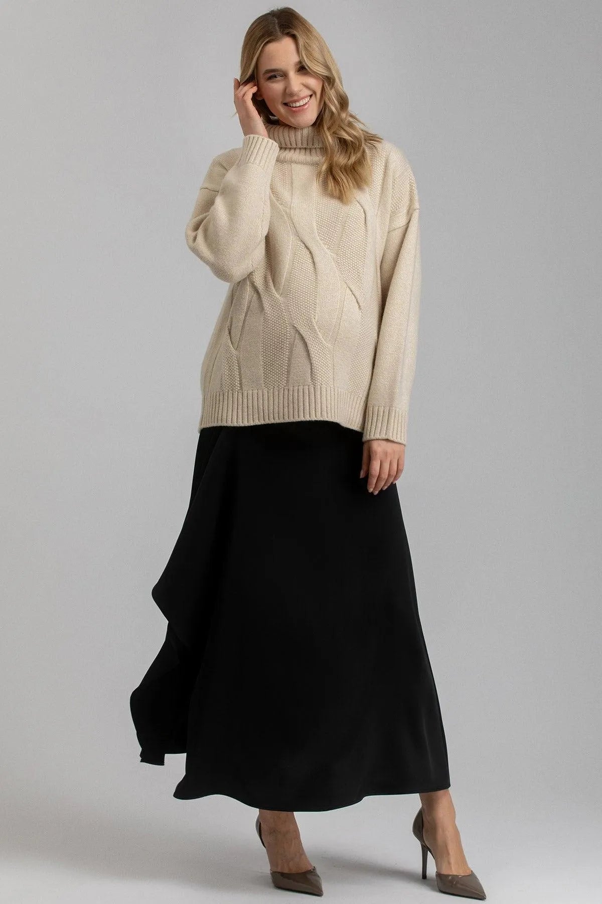 MILA | Gonna Maxi Premaman in Satin - Pietro Brunelli in tessuto non-trasparente, Tznius Maternity Skirts, Modest maternity dress