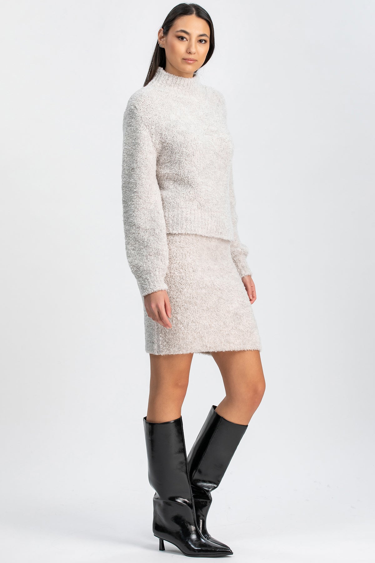 COURCHEVEL | Gonna in Maglia Bouclé Grigia