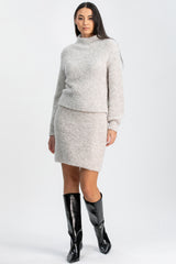 BELLEVILLE | Grey Bouclé Knit Sweater