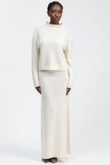 CORTINA | White Maxi Skirt in Wool and Cashmere 