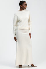 CORTINA | White Maxi Skirt in Wool and Cashmere 