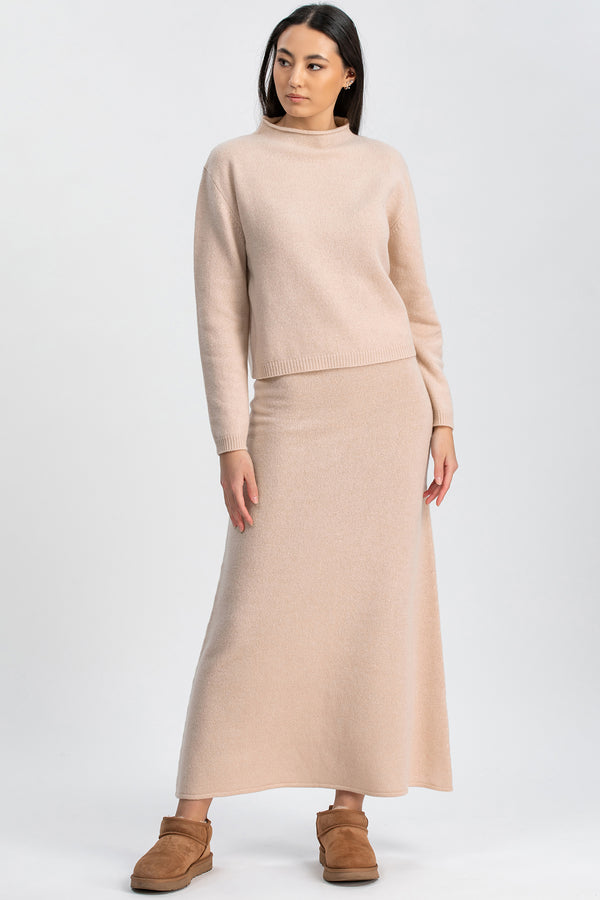 CORTINA | Gonna Beige in Lana e Cachemire
